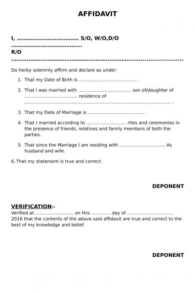 marriage affidavit
