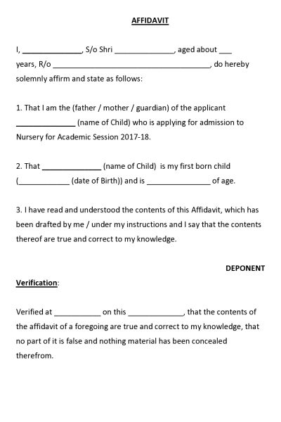 affidavit for first born