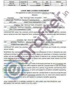 Leave and License Agreement Format