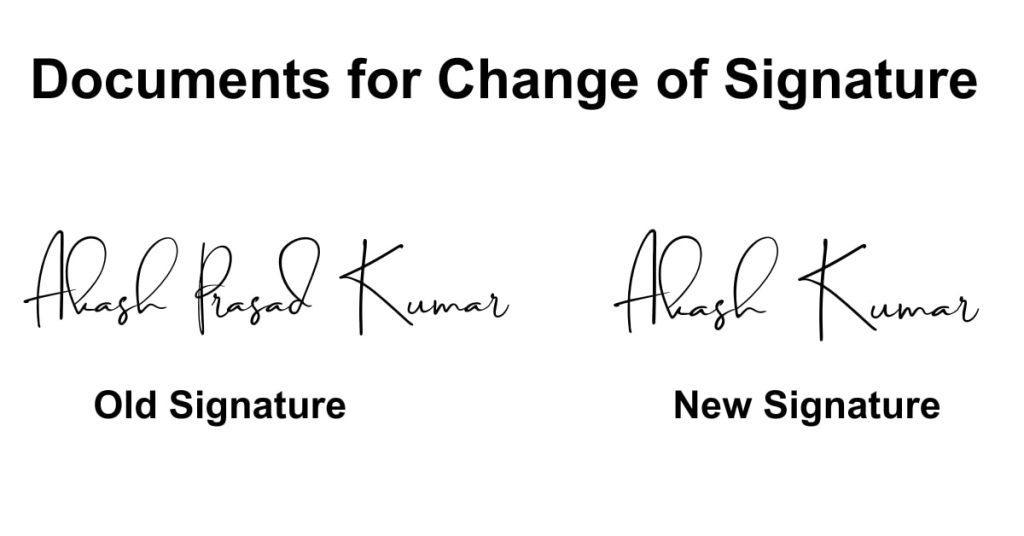 Documents for Change of Signature