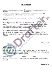 Change of Name After Marriage Affidavit