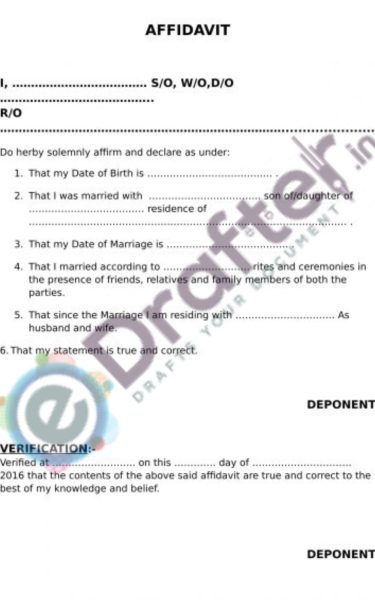 Marriage Affidavit Online For Lady Applicant